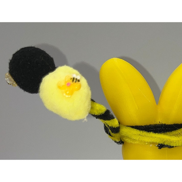 Large Yellow Bunny Peep Ninja Bumble Bee Peep Fluffy Pom Deb O. Originals OOAK - Picture 14 of 16